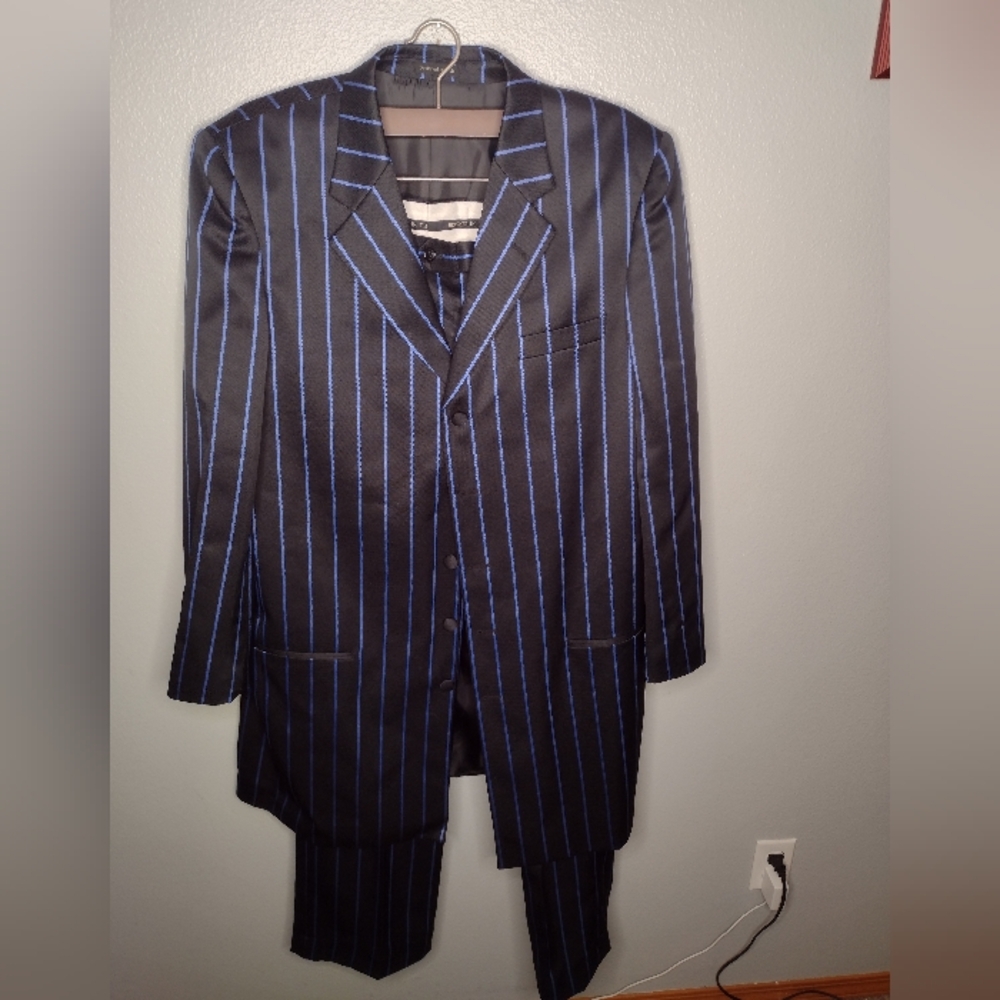 Alberto Celini Mens Pinstripe 3 Pc Suit 42L Jacket Pants 36L Vest A32